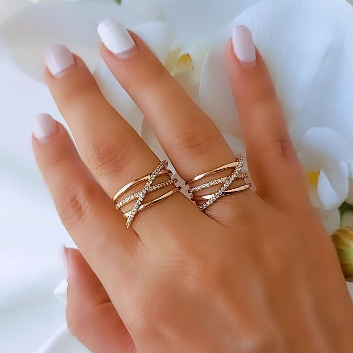 GENERICO - ANILLO CRUZADO AJUSTABLE DISEÑO ELEGANTE ACCESORIOS FINOS TALLA 8