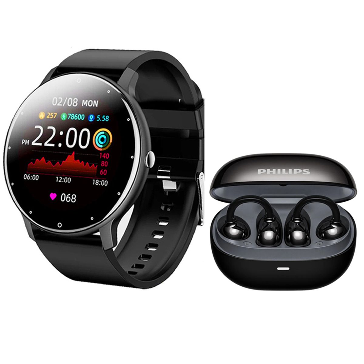 PHILIPS - Audifonos Philips TAT3469 Negro Bluetooth y Fit Pro reloj inteligente B