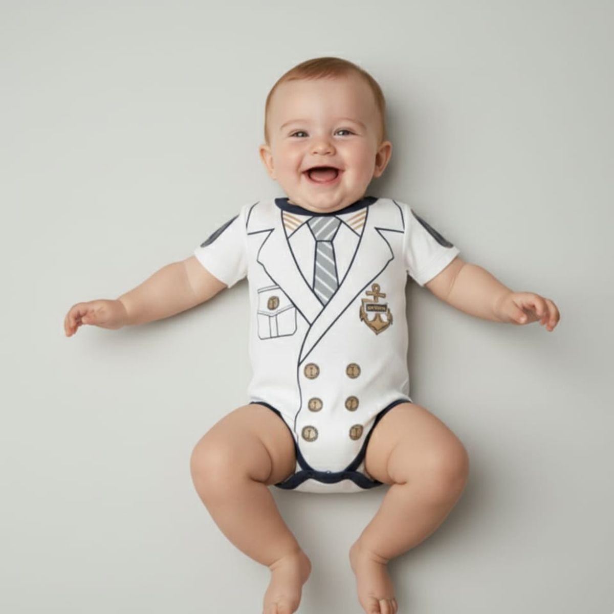 GENERICO - Body Pima Bebé Marinero Capitan Blanco