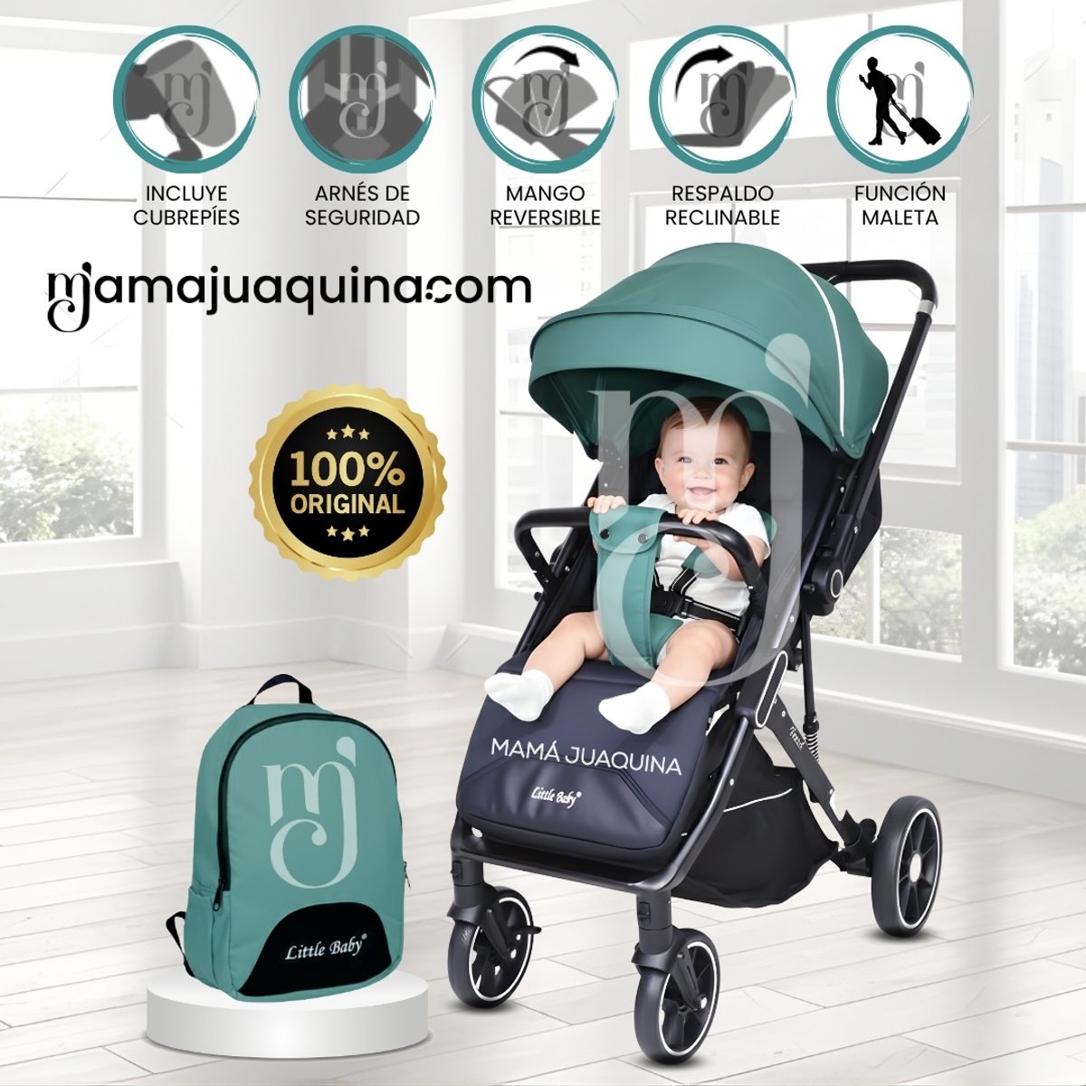 BABY - Coche de Paseo Maleta  «LIVANO PRIME» de Lujo Turquesa