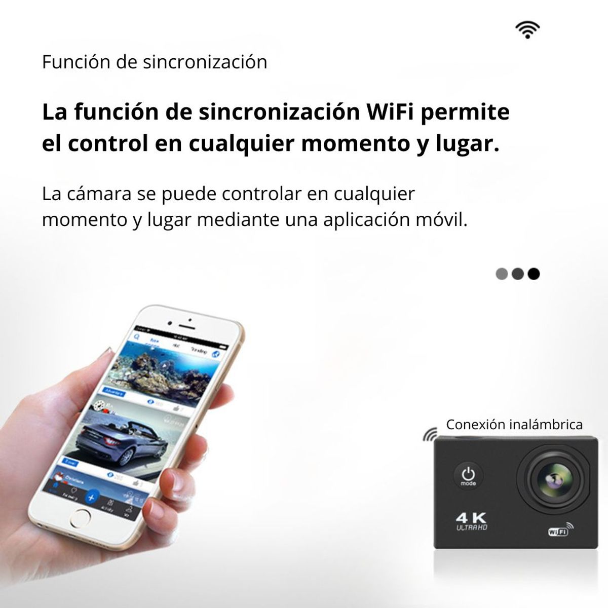 GENERICO - Cámara Deportiva de Acción Full HD WiFi 170° Sumergible 30 m Pantalla 2” y Accesorios de Montaje
