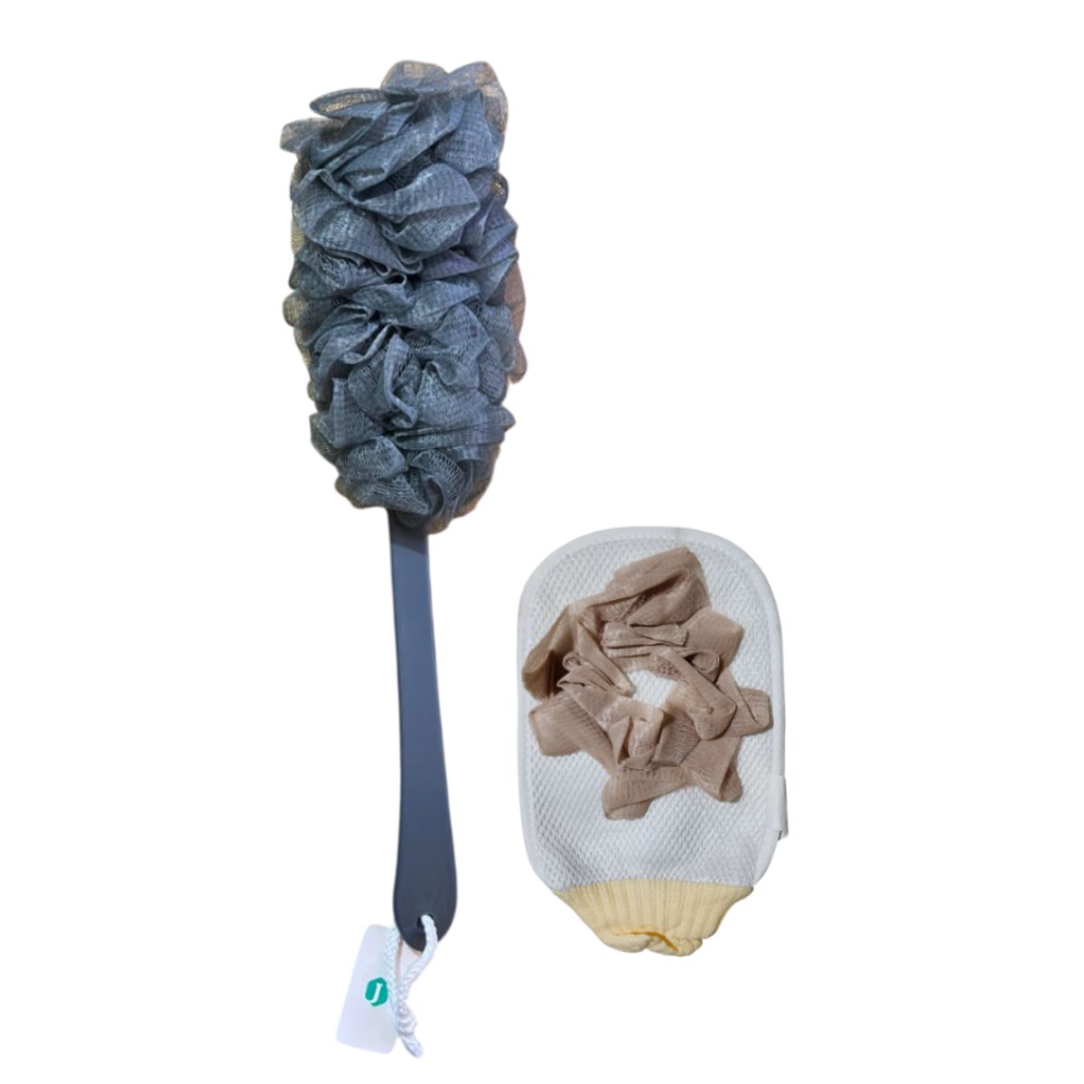 GENERICO - ESPONJA PARA BAÑO Y GUANTE -  Gris