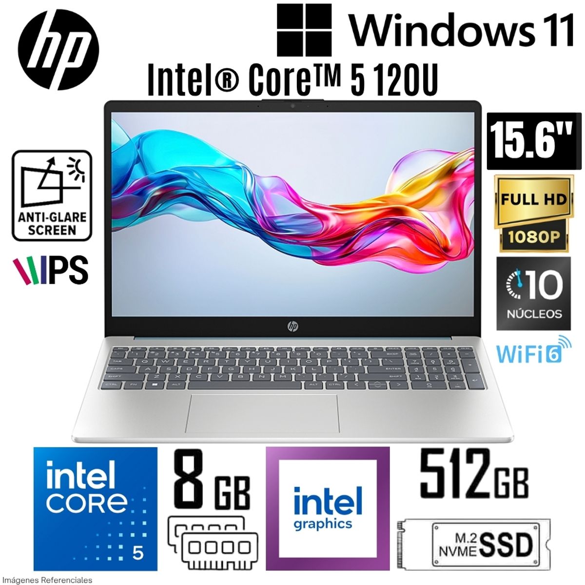 HP - Laptop HP 15-FD0254LA Intel Core 5 120U 8GB RAM 512GB SSD 15.6"  FHD Win 11 Home - Dorado Cálido