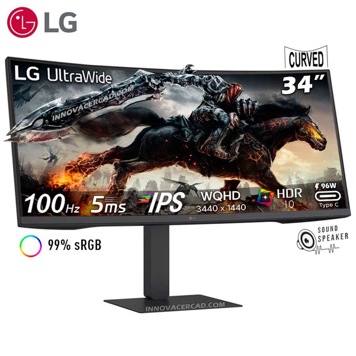 LG - Monitor LG 34U650A-B 34 CURVO IPS UltraWide WQHD 100Hz 5ms HDR10 USB-C 96W