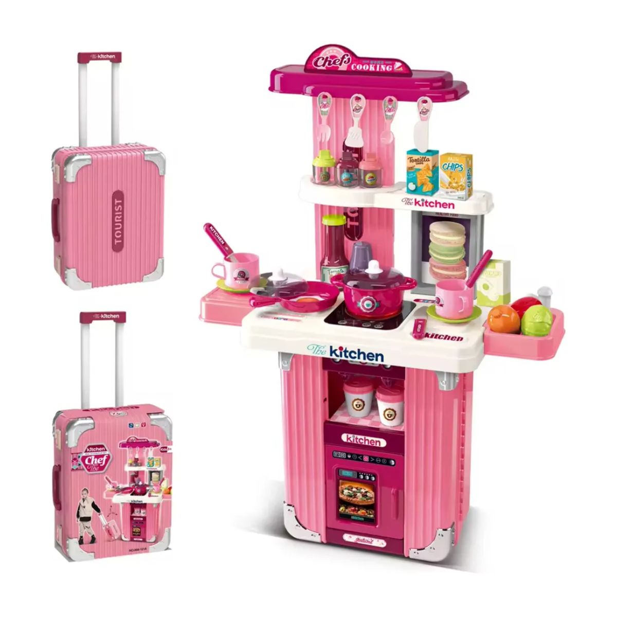 GENERICO - Set de Cocina en Maleta con Ruedas 2 en 1