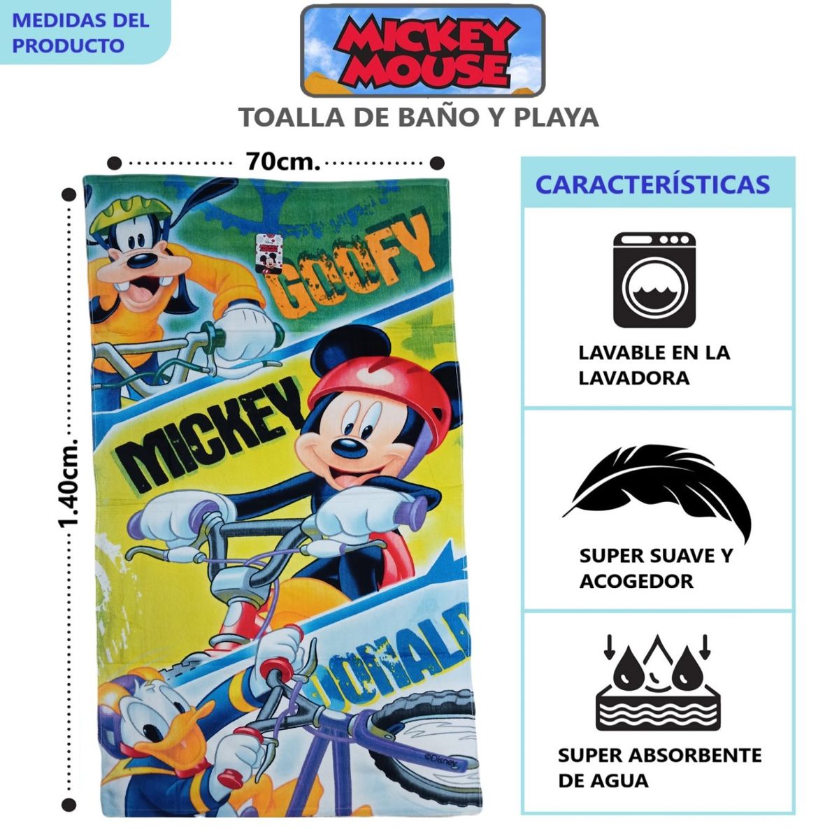 GENERICO - TOALLA DE PLAYA O BAÑO 100% ALGODÓN