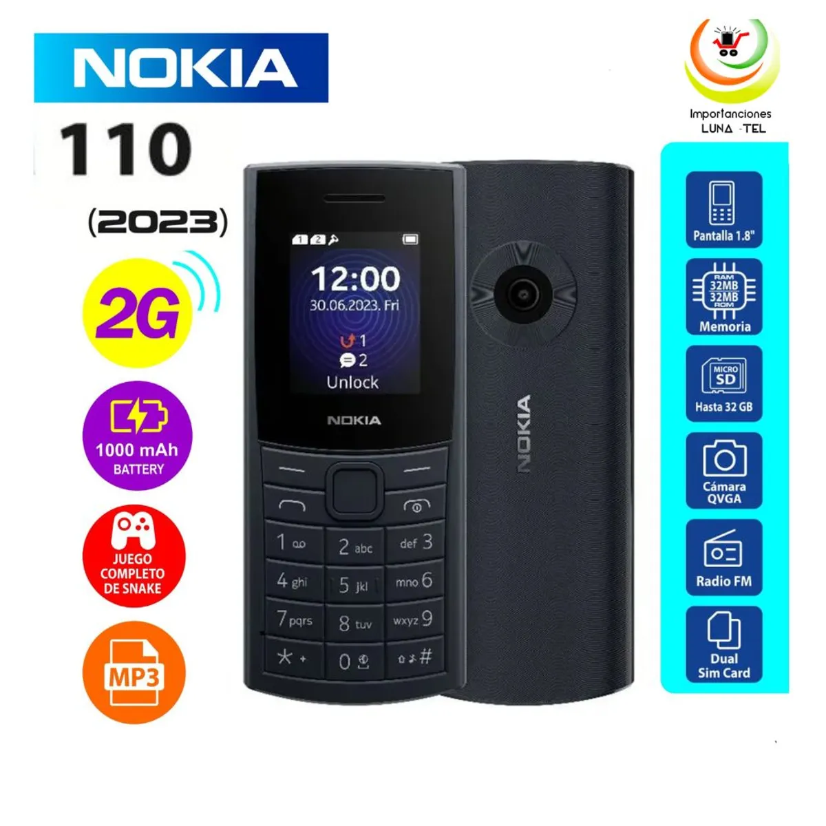 NOKIA - CELULAR BASICO NOKIA 110 2G DUAL SIM -NEGRO