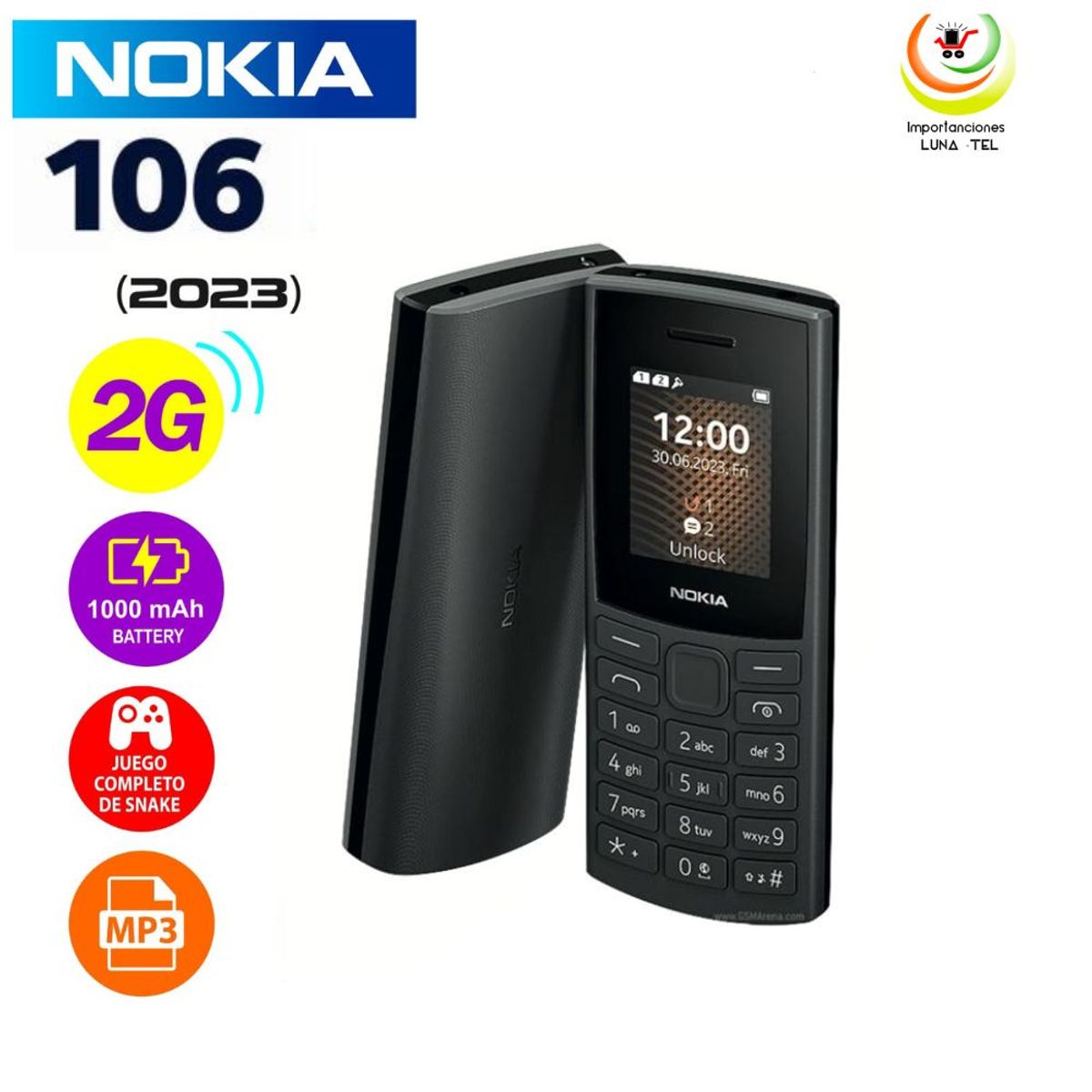 NOKIA - CELULAR BASICO NOKIA 106 2G DUAL SIM -NEGRO