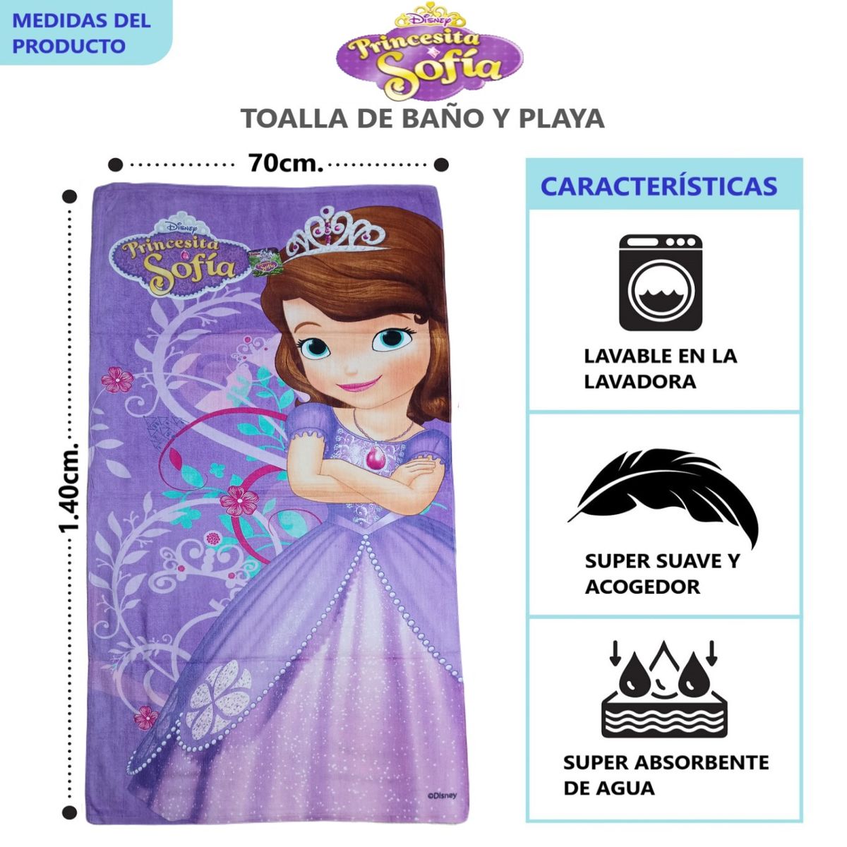 GENERICO - TOALLA DE PLAYA O BAÑO 100% ALGODÓN