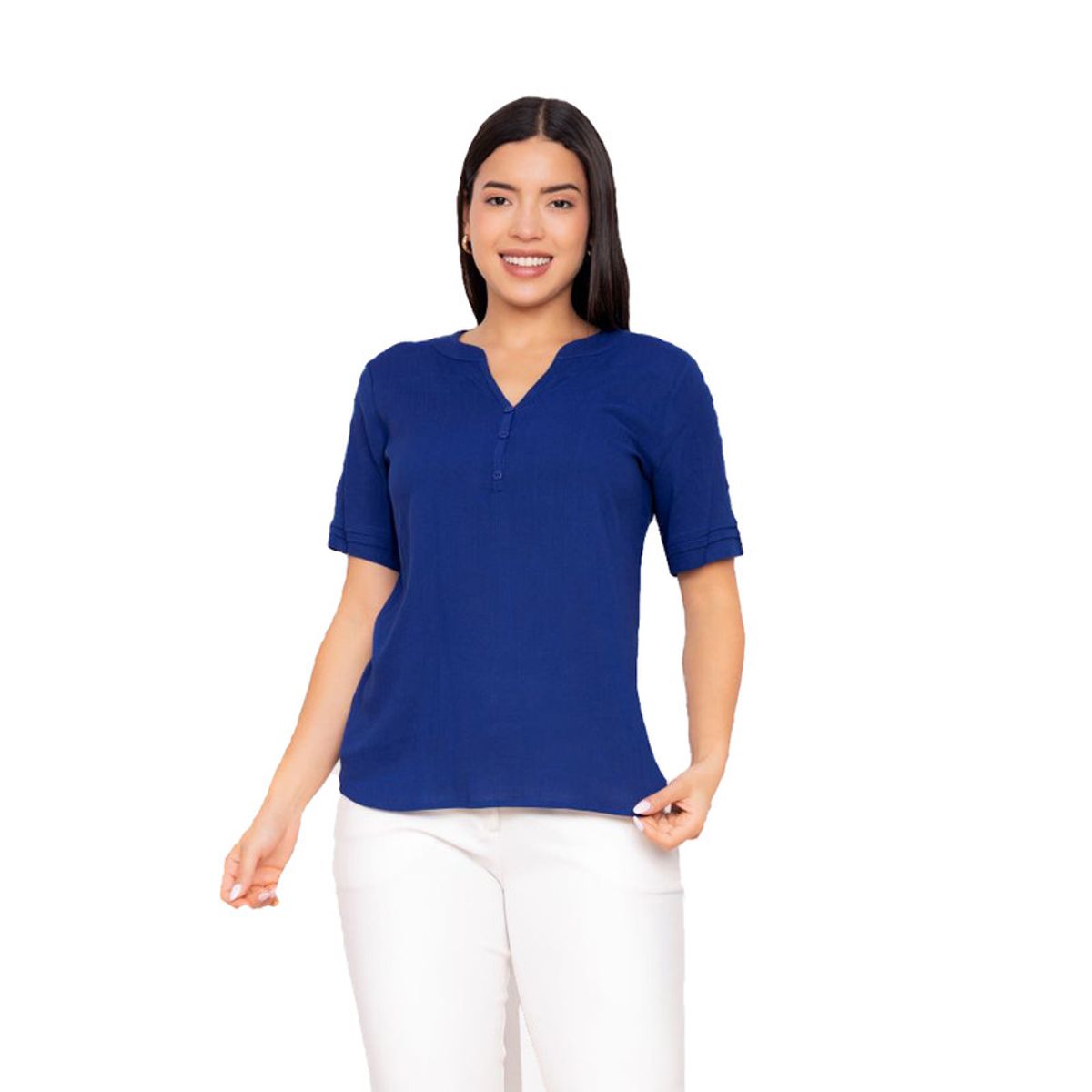 VICCI - Blusa mc Lacce Vicci lino azulino ce