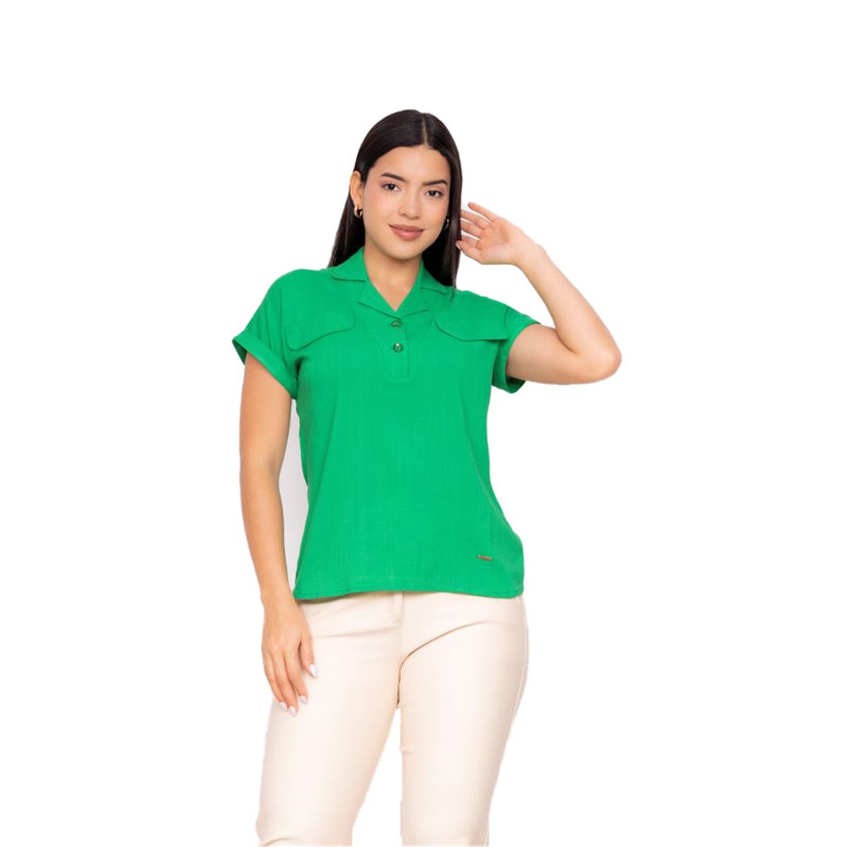 VICCI - Blusa mc Lorellei Vicci lino verde ce