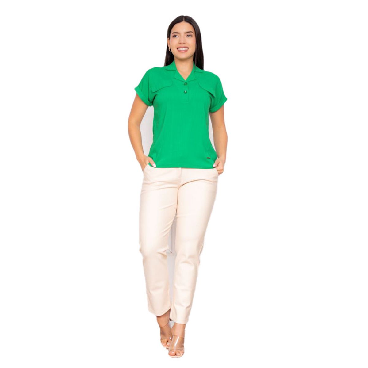 VICCI - Blusa mc Lorellei Vicci lino verde ce