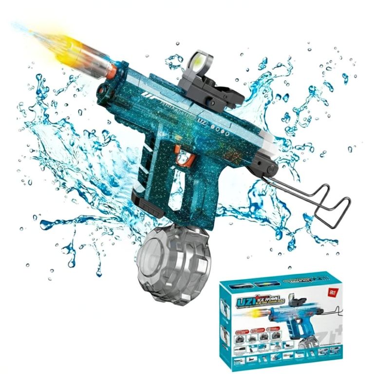 Pistola De Agua Eléctrica Con Luces | Recargable Por USB | 2 Baterías Y Depósito Extra | Alcance 8-10 Metros | Ideal Para Verano