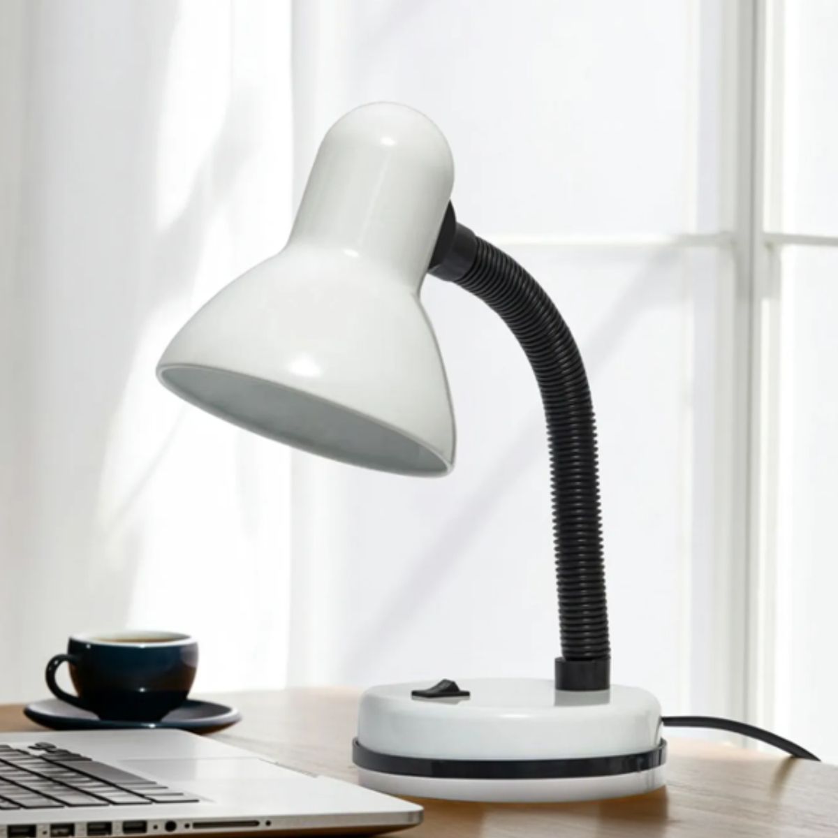 GENERICO - Lampara de Escritorio o Mesa de Noche Flexible E27 Negro Y Blanco