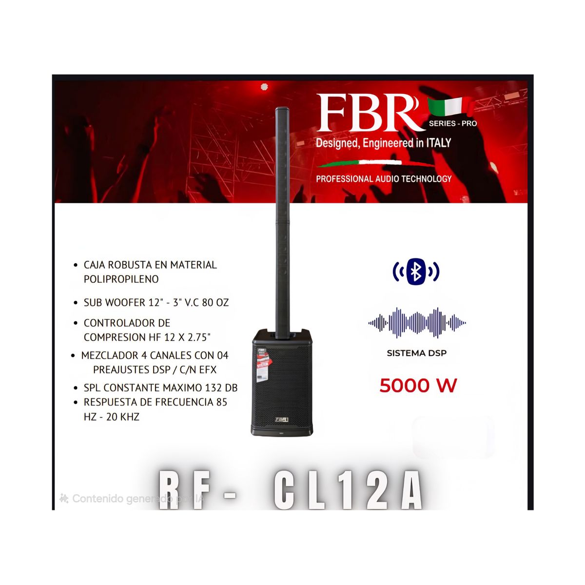 GENERICO - Kit Parlante Activo Lineal Fbr Array Compact 5000w Cl12a Negro