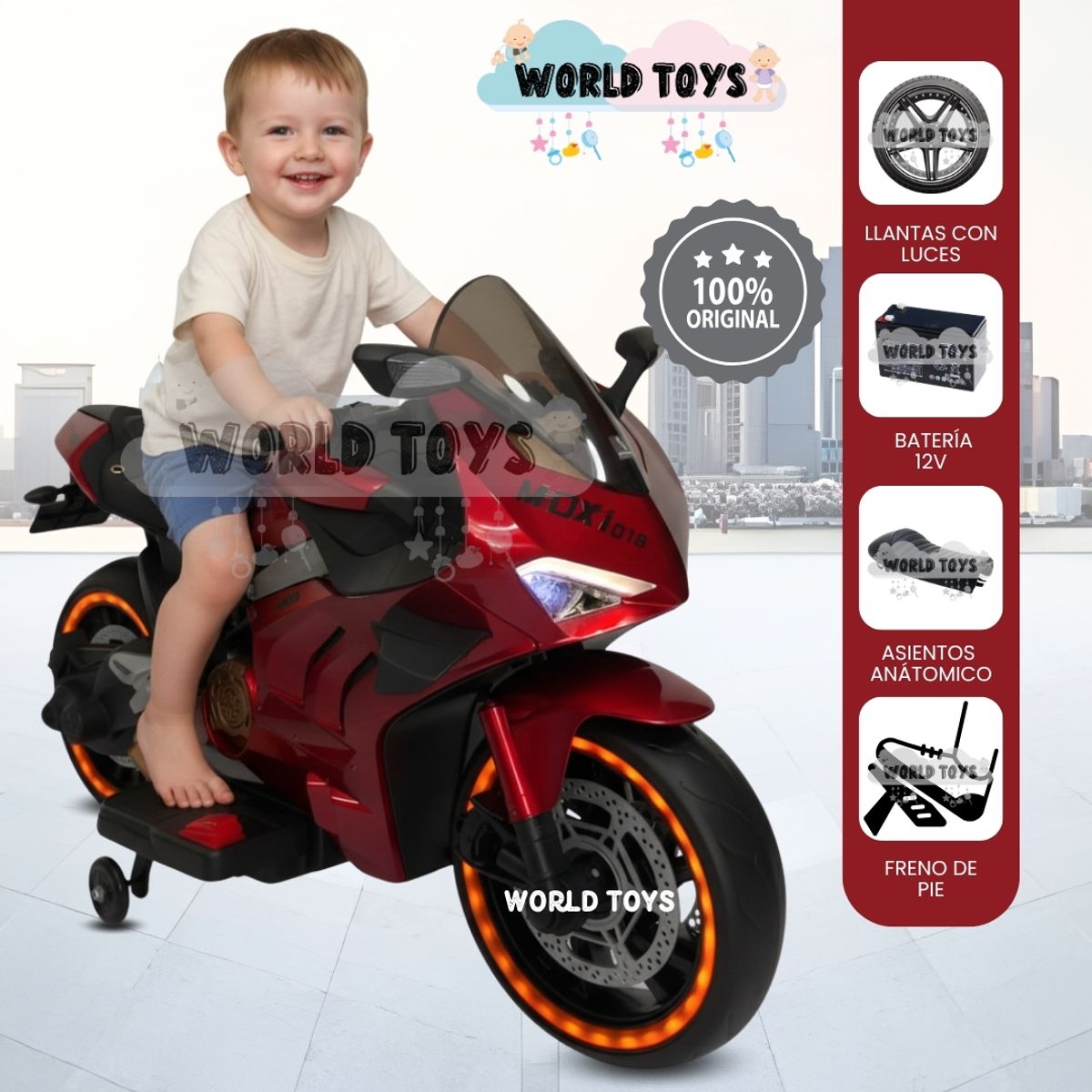 BABY - Moto a Batería para Niños «PANIGALE» de Lujo Red