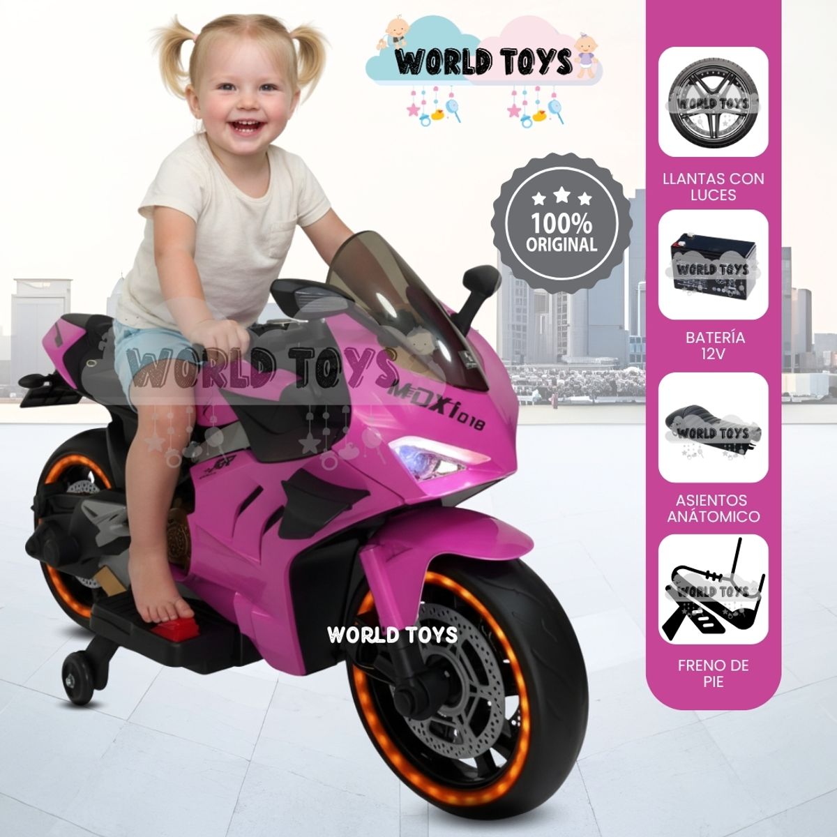 BABY - Moto a Batería para Niños «PANIGALE» de Lujo Pink