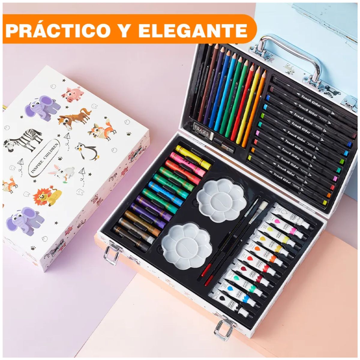 INSPIRA MARKET - Set de Arte Set lápices de Colores Acuarelas 68 pzs