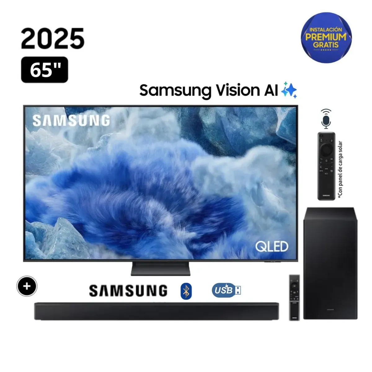 SAMSUNG - Televisor Samsung 65 QLED Q8F Vision Ai Smart Tv 2025 + Soundbar HW-B450