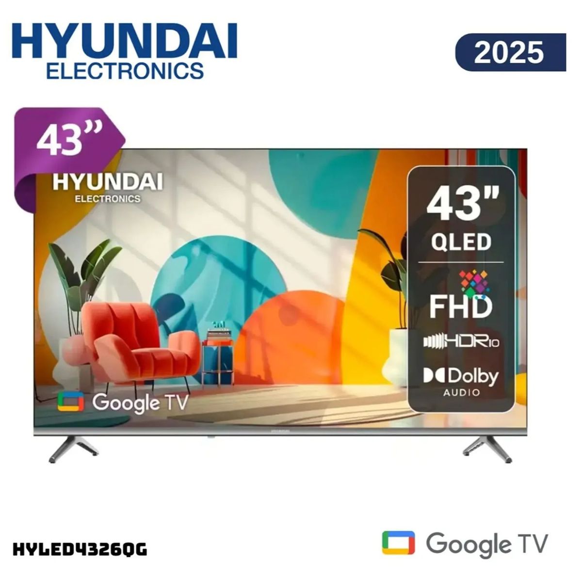 HYUNDAI - Televisor Hyundai 43 QLED Google TV HYLED4326QG FHD