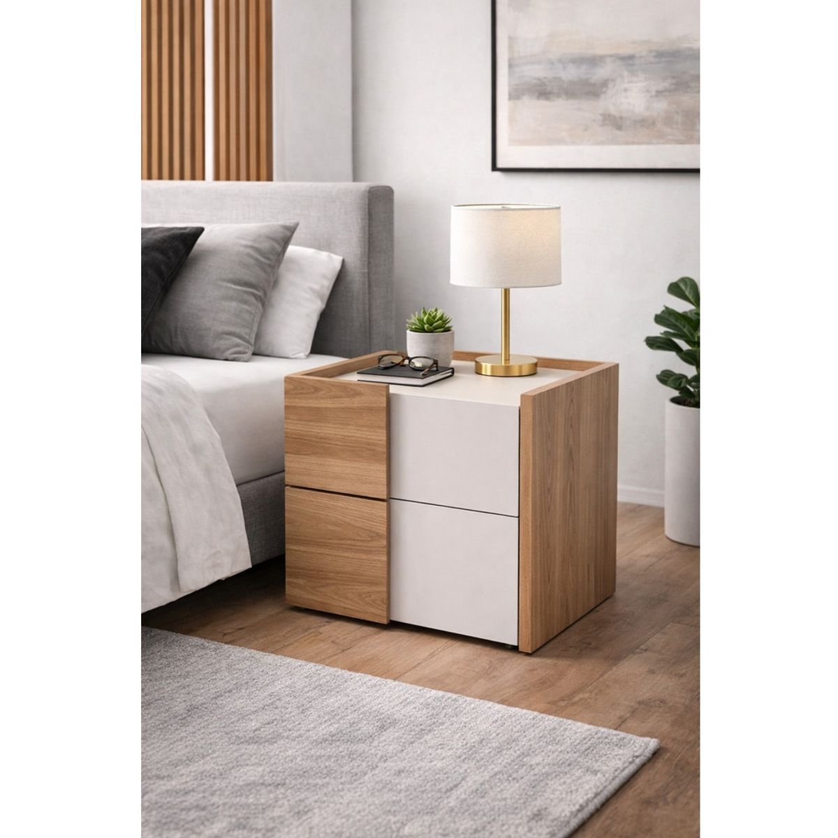 TU MESITA - Velador Moderno Ray Color BlancoPanela TU MESITA