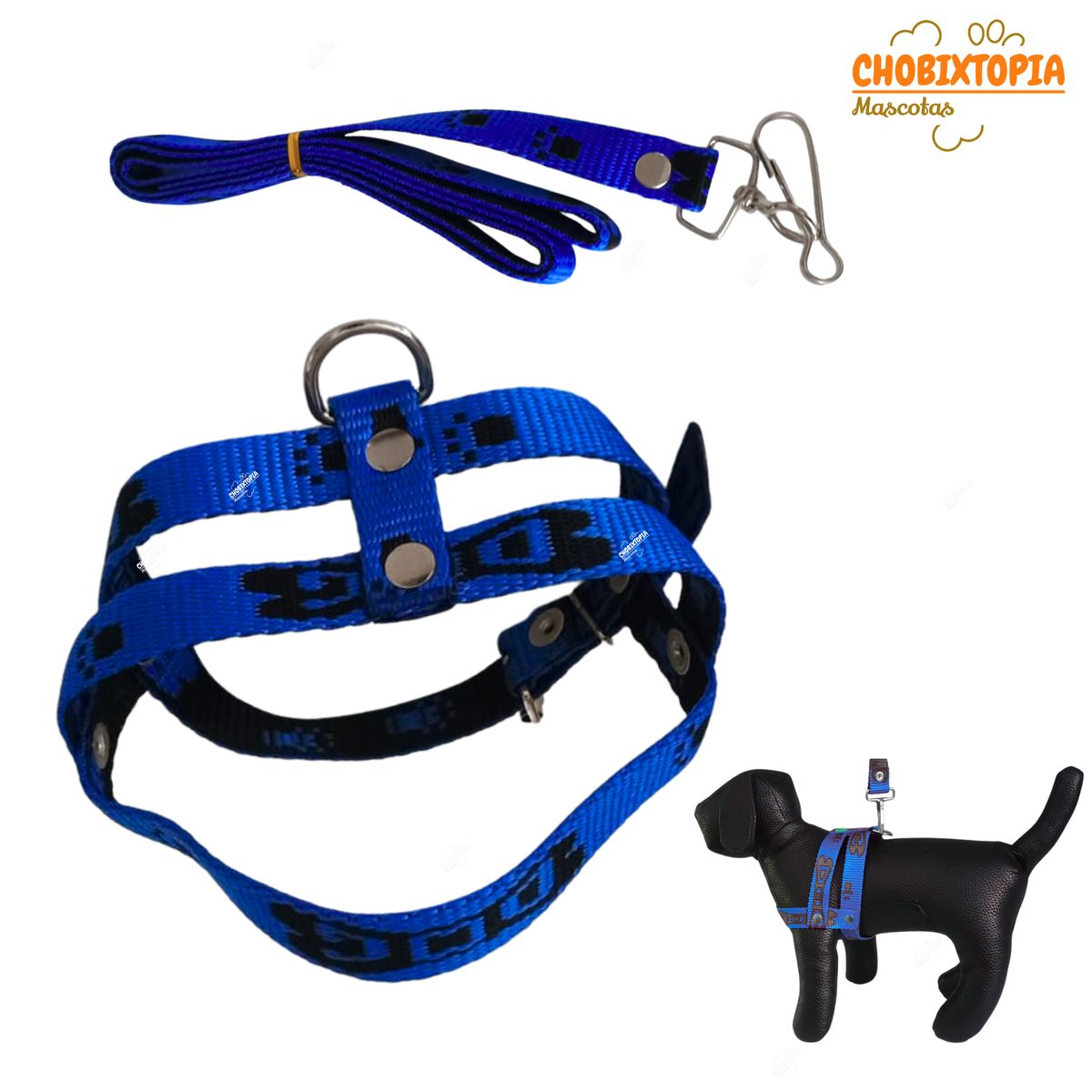 GENERICO - ARNES PECHERA SOFT MASCOTA-GATITO PERRITO AZULINO/NEGRO TALLA 0