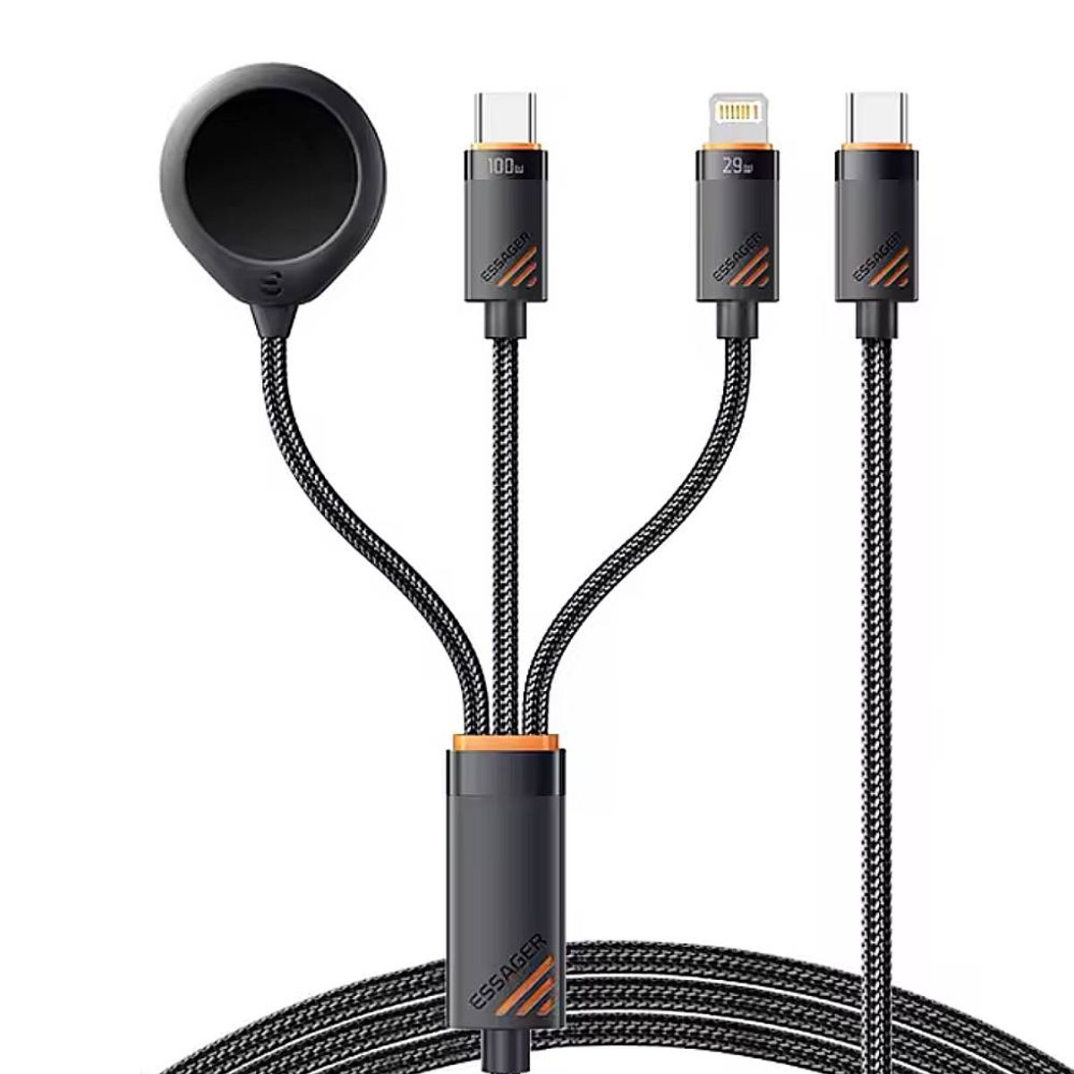 ESSAGER - Cable Cargador 3 En 1 Usb C Para iPhone Android y AppleWatch