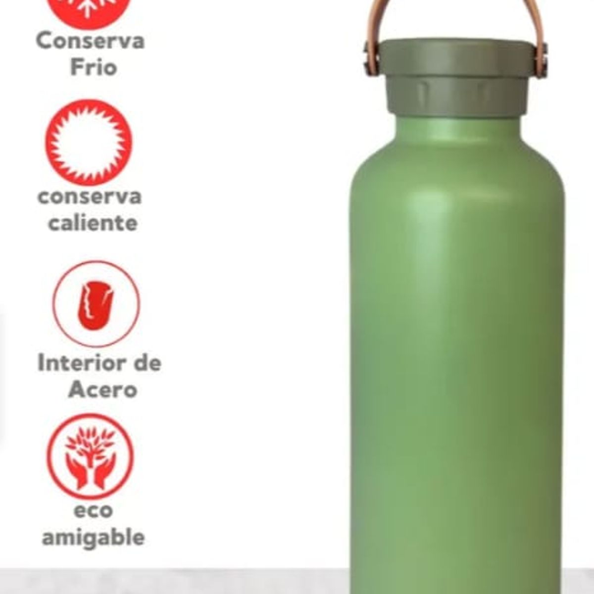THERMOS - BOTELLA TOMATODO DE ACERO   1LT  SWINGO  VERDE   THERMOS