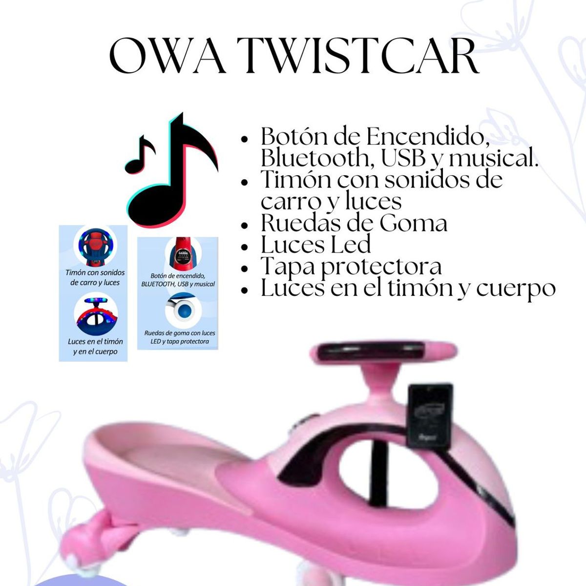 OKA - Carrito twist car de niña rosa y negro