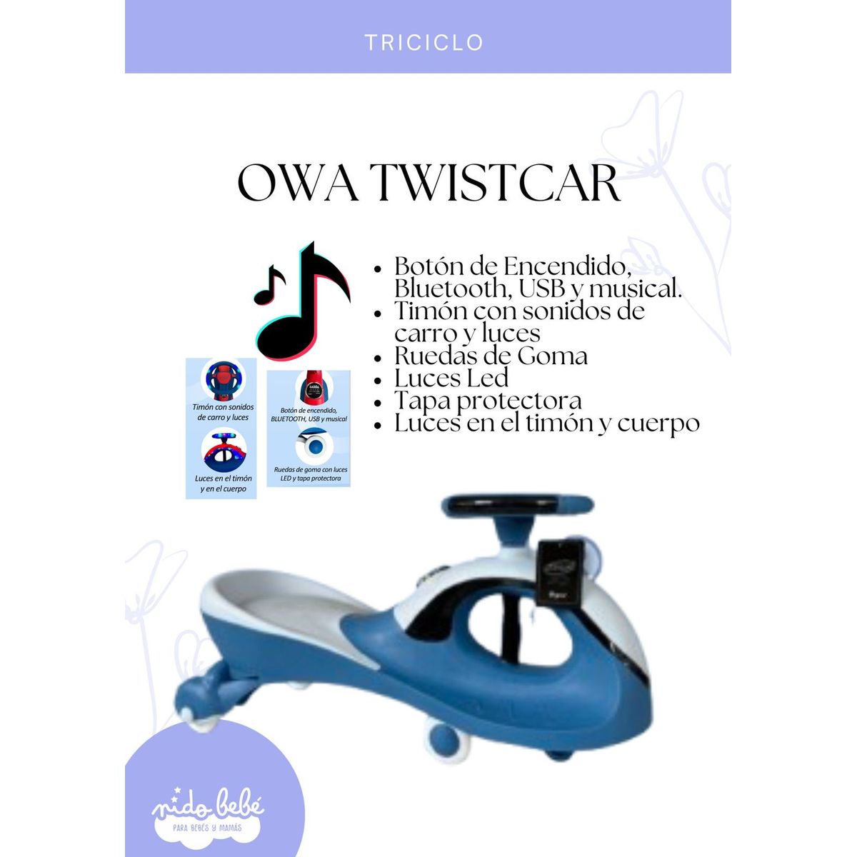 OKA - Carrito twist car de niño celeste