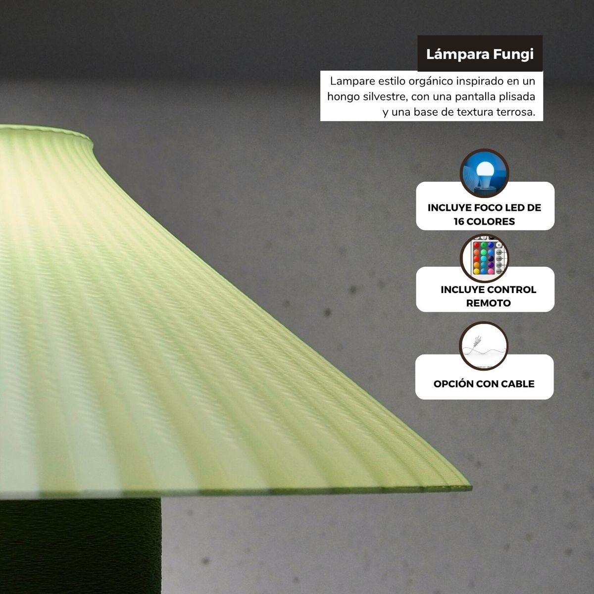 GENERICO - Lámpara Fungi Con Cable Color Marrón