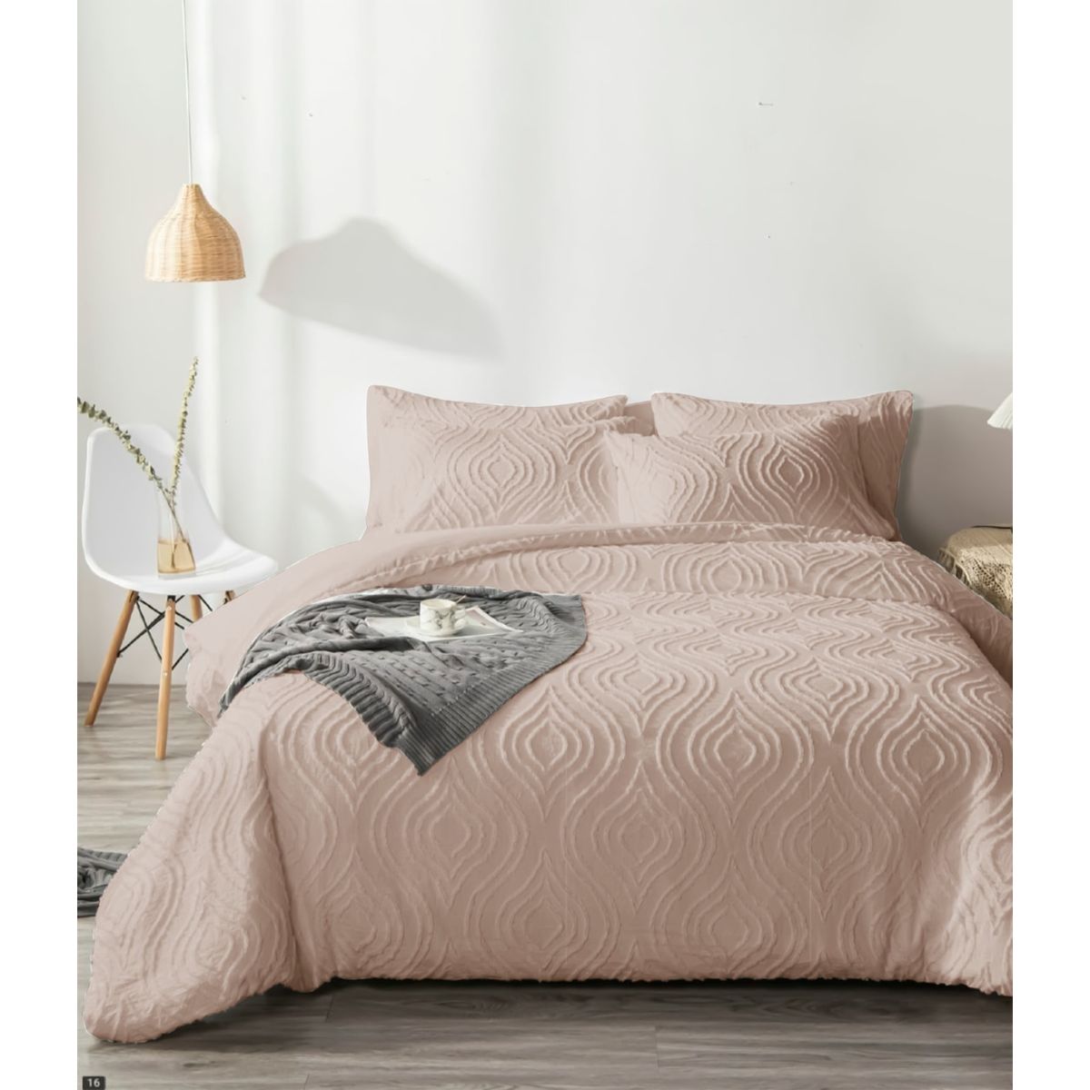 GENERICO - Edredón Alto Relieve + Juego de Sábanas 100% Algodón