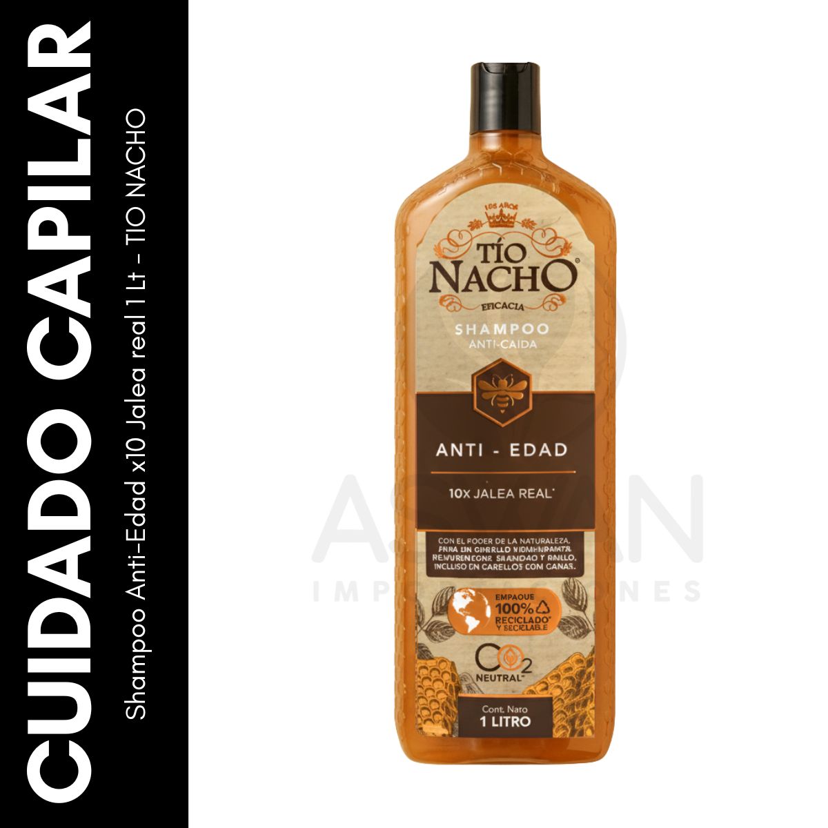 GENERICO - Shampoo Anti-Edad x10 Jalea real 1 Lt - TIO NACHO