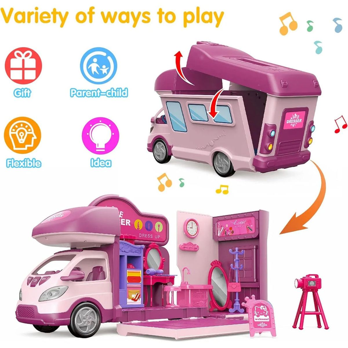 GENERICO - Juguete Carro Camper Recreacional Musical 2 en 1