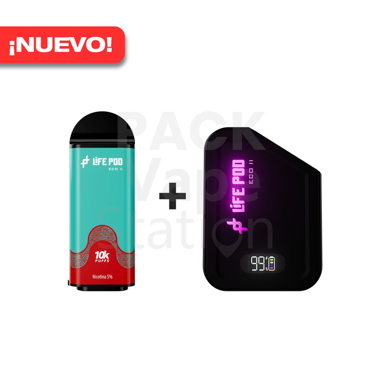 VAPE STATION - Pack Life Pod Eco II - 10000 Puffs - Mint Waterberry