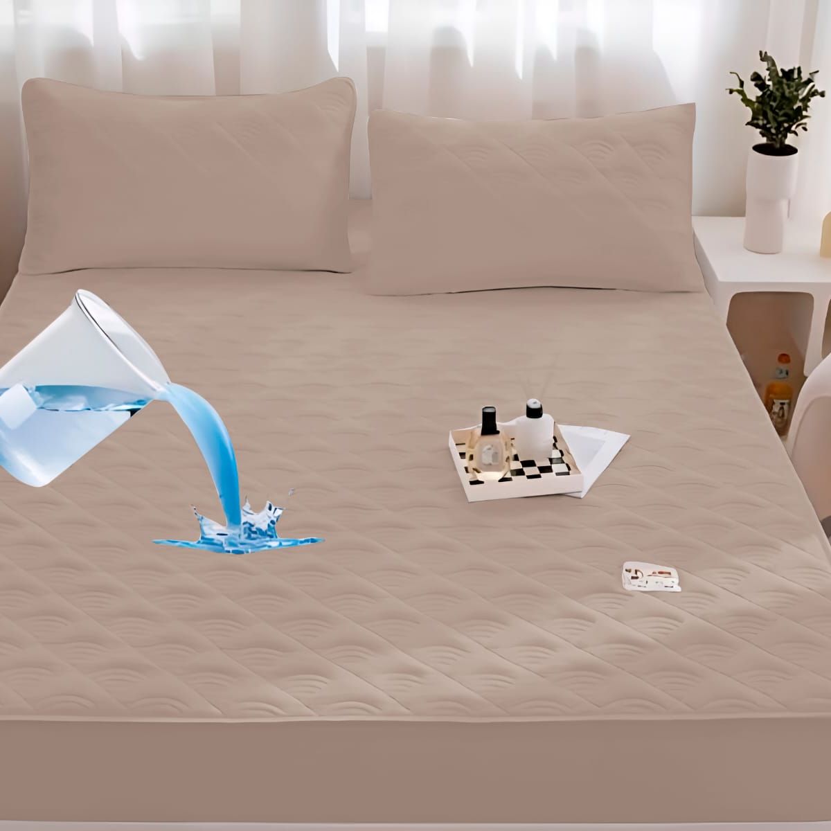 GENERICO - Protector de Colchon 2 Plazas Impermeable con CIerre