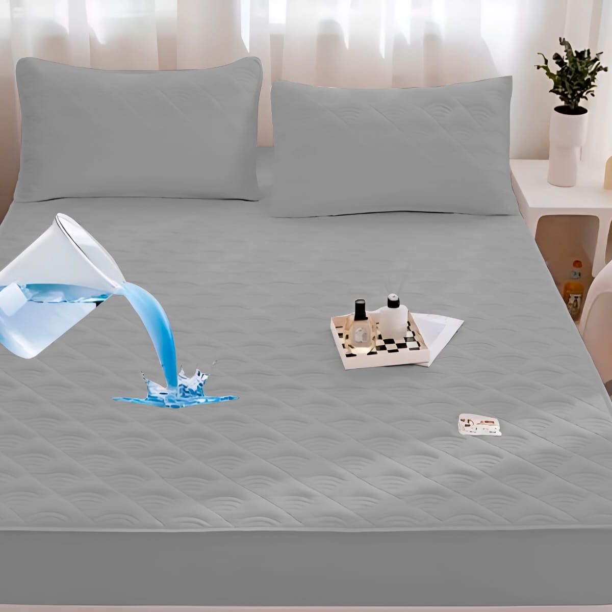 GENERICO - Protector de Colchon 2 Plazas Impermeable con CIerre