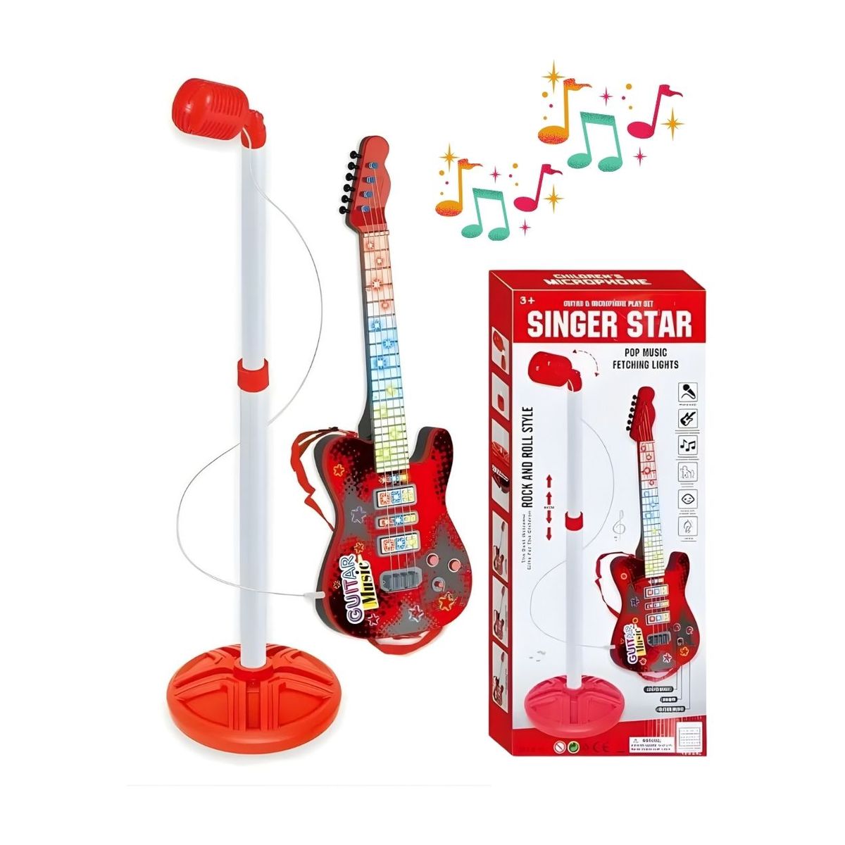 GENERICO - Set Musical Infantil con Guitarra Eléctrica Rock y Micrófono Interactivo