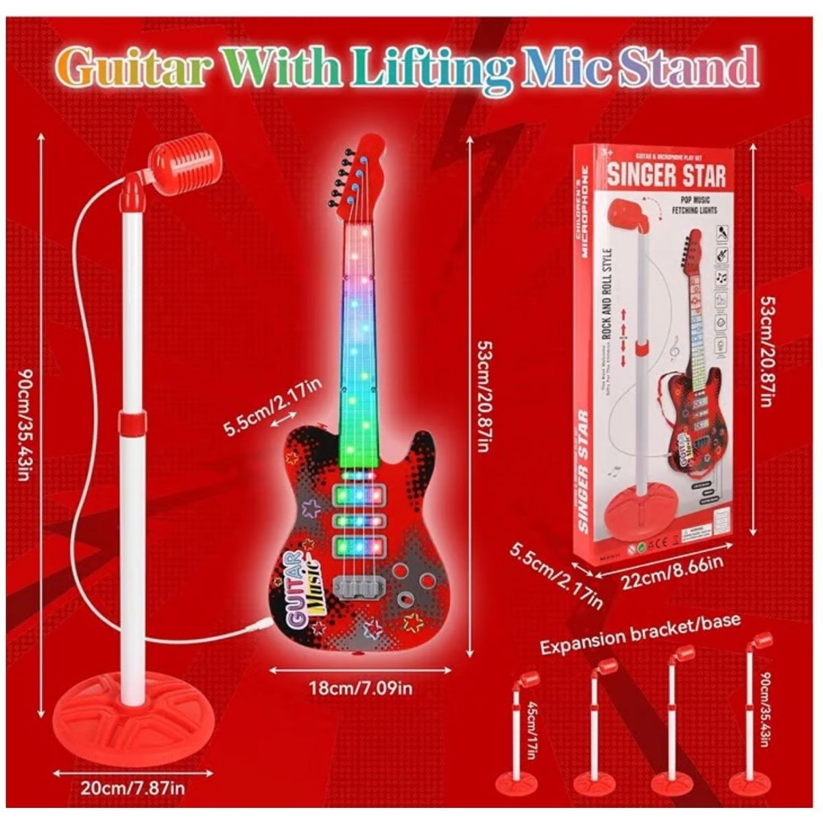 GENERICO - Set Musical Infantil con Guitarra Eléctrica Rock y Micrófono Interactivo