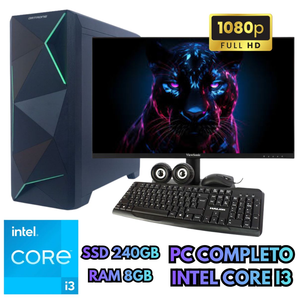 INTEL - PC DE ESCRITORIO INTEL I3 SSD 240GB RAM 8GB MONITOR FHD 24