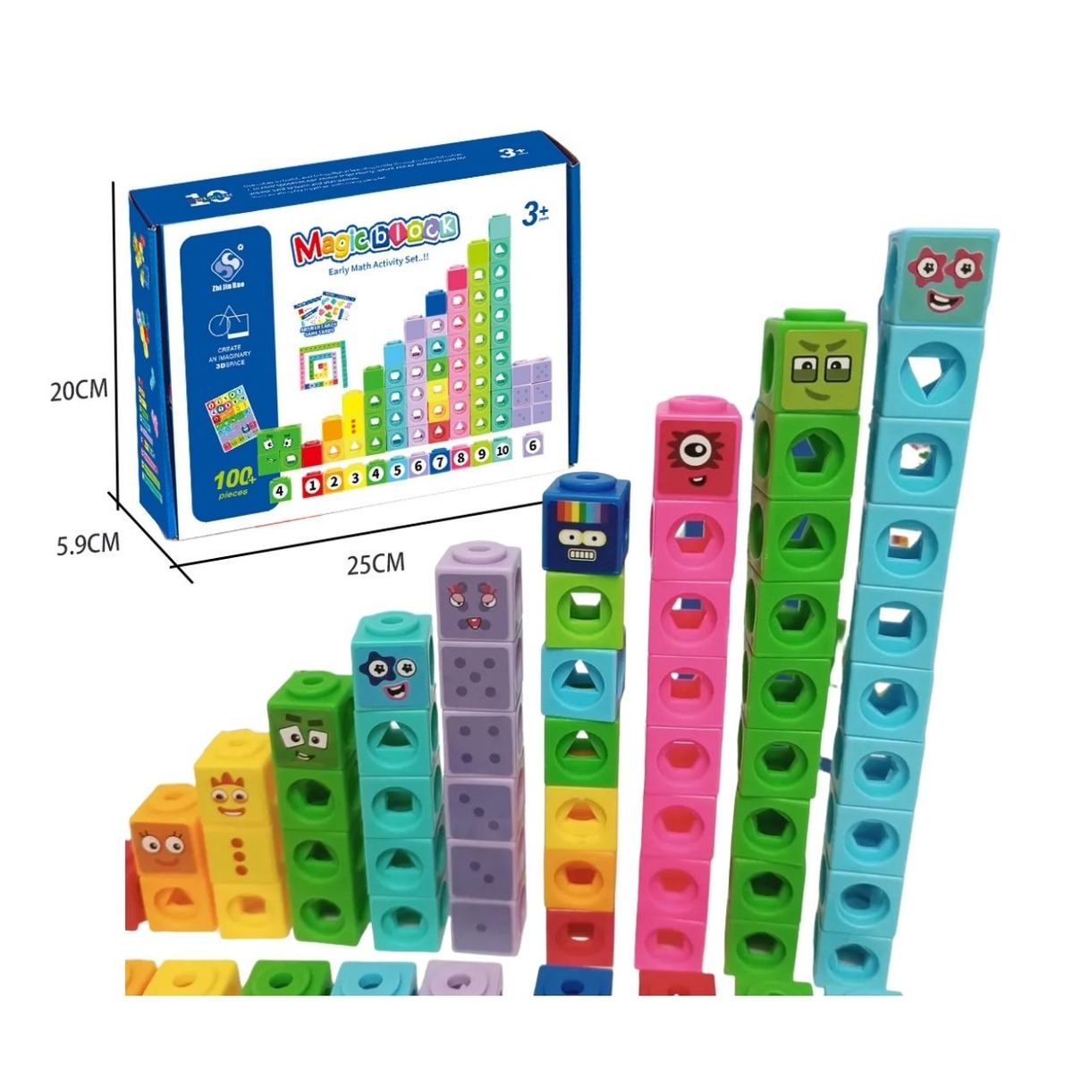 GENERICO - Juego Didáctico Policubos Mágicos Divertidos de Clasificación y Conteo - 100pzs