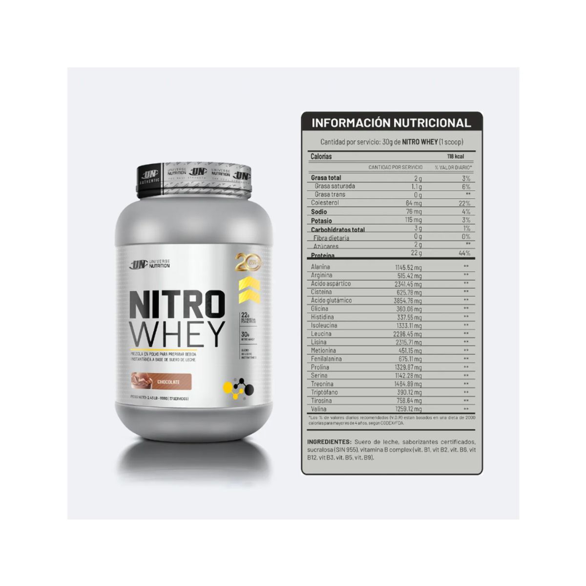 UNIVERSE NUTRITION - Nitro whey 2.5 Kg / 5.5 LB Proteina Whey Universe Nutrition - Vainilla