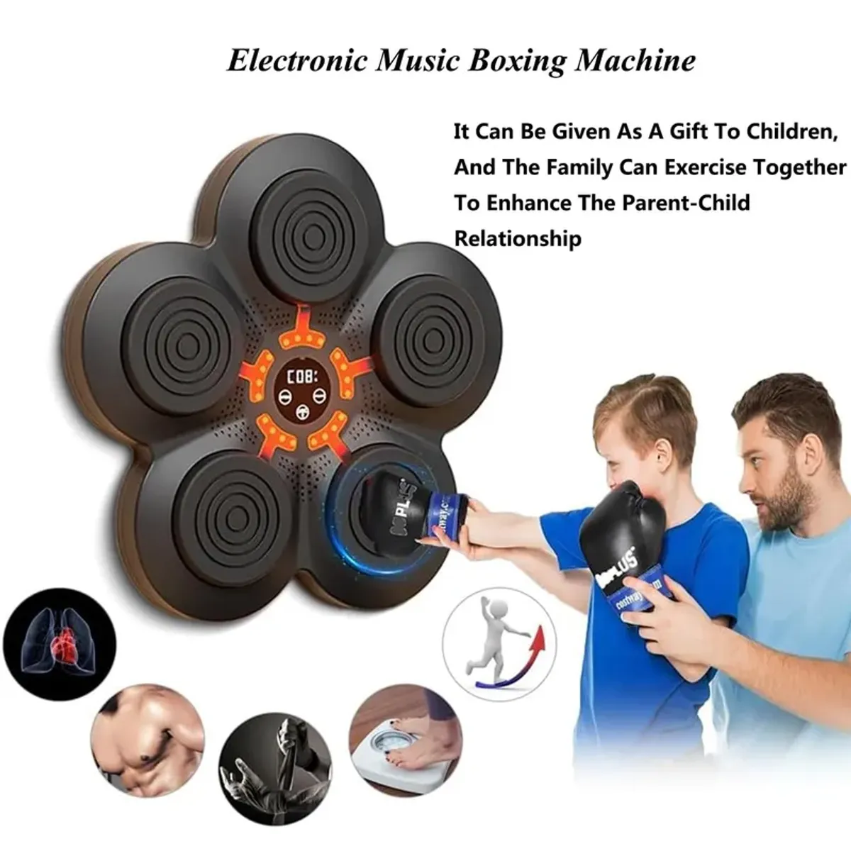 GENERICO - MAQUINA DE BOXEO SMART BLUETOOTH MUSICAL LED CON GUANTES