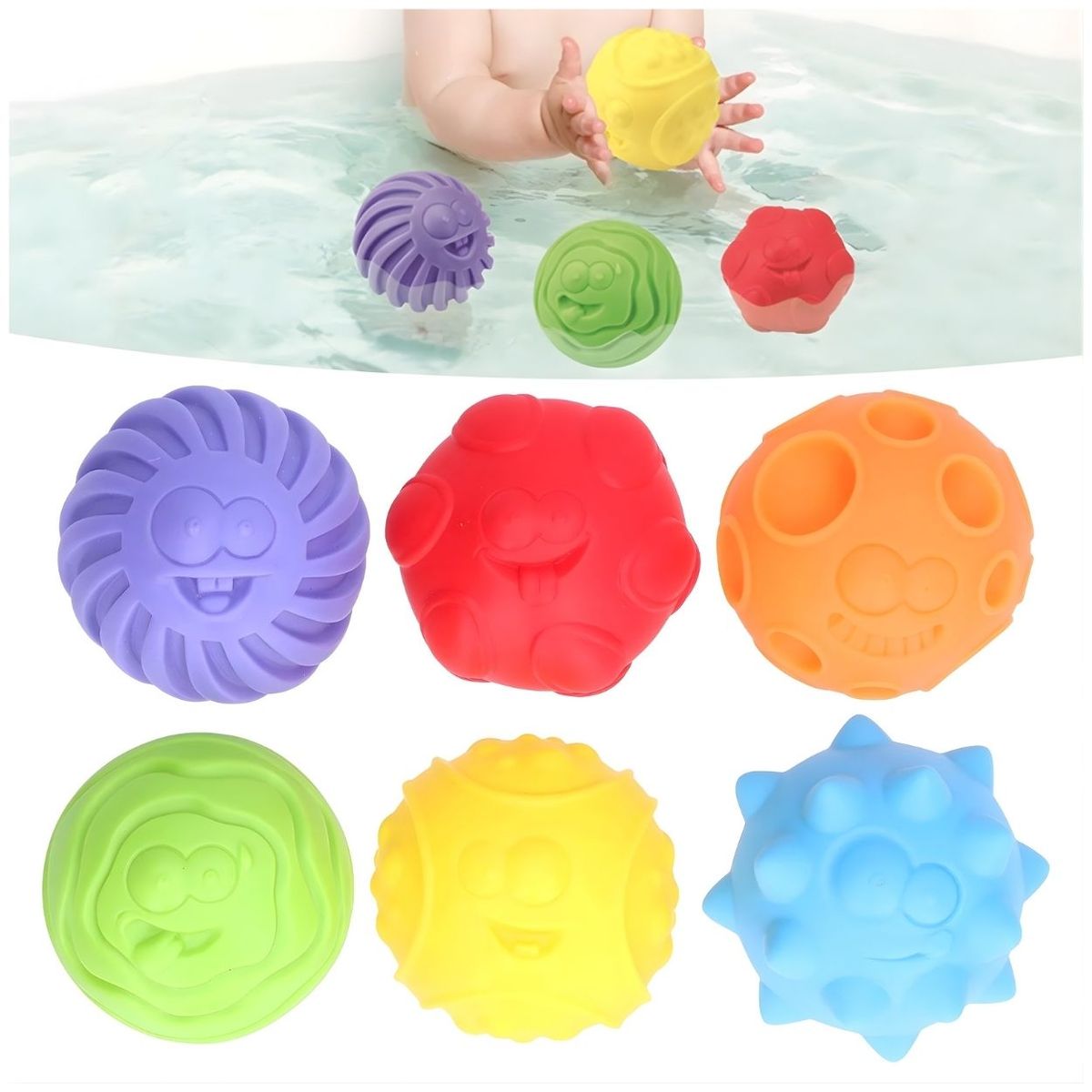 GENERICO - Set de Pelotas Sensoriales Emociones Divertidas de Colores para Bebé