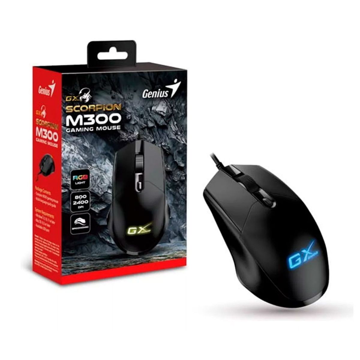 GENIUS - Mouse Gamer Genius Scorpion M300 2400 DPI RGB Ergonómico Negro
