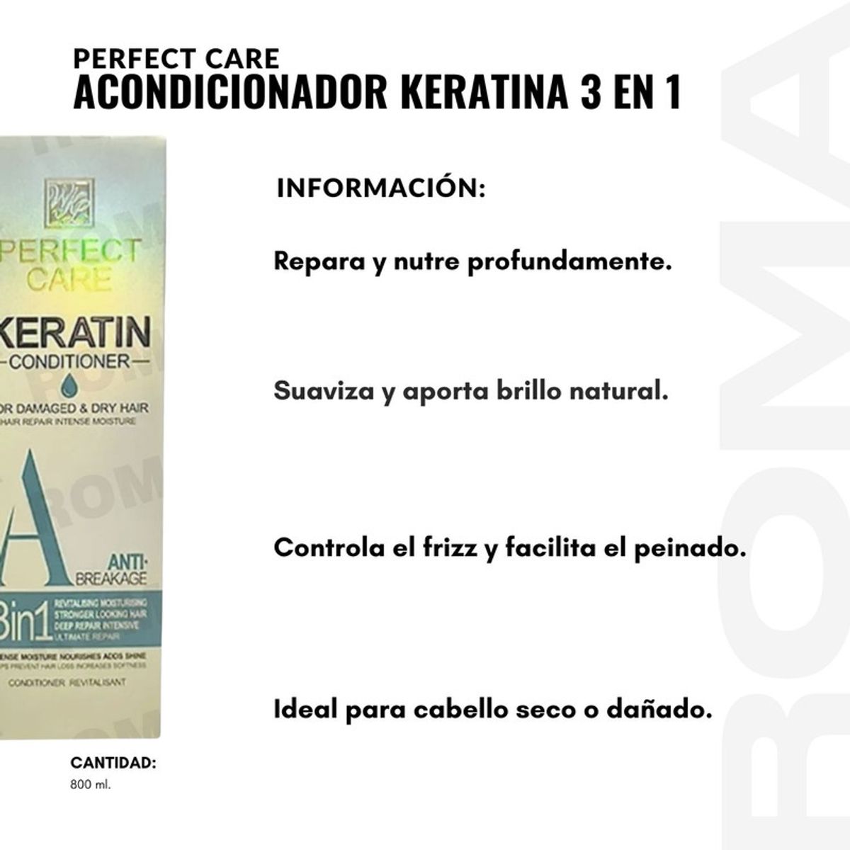 GENERICO - ACONDICIONADOR KERATINA 3 EN 1 800ML PERFECT CARE