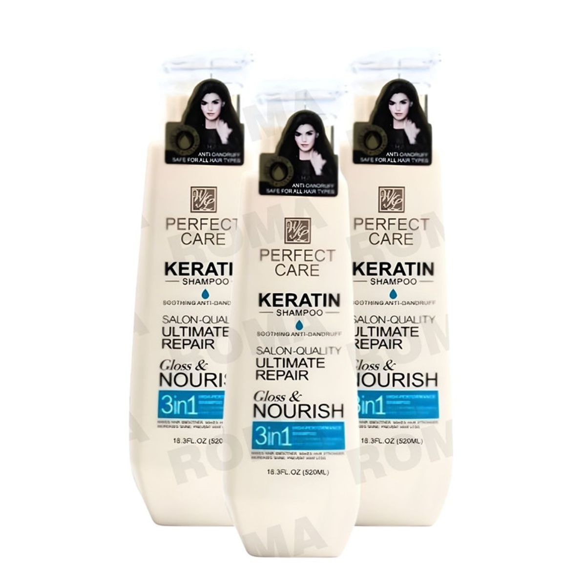 GENERICO - PACK 3 SHAMPOO KERATINA 3 EN 1 520ML PERFECT CARE