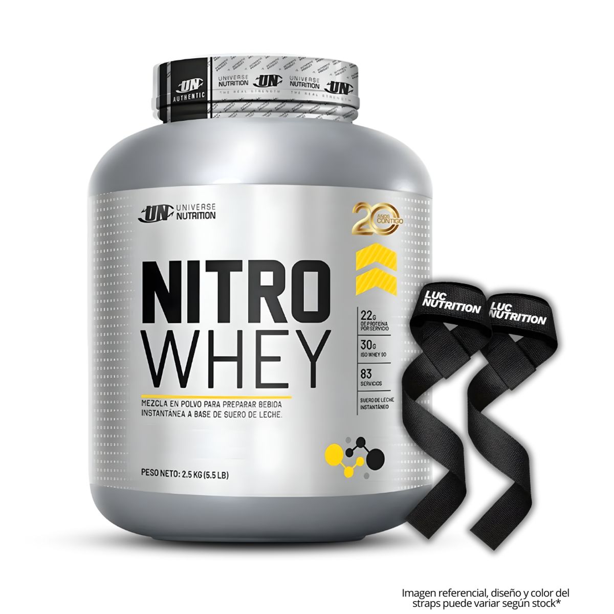 UNIVERSE NUTRITION - Nitro whey 2.5 Kg / 5.5 LB Proteina Whey Universe Nutrition - Vainilla + Straps