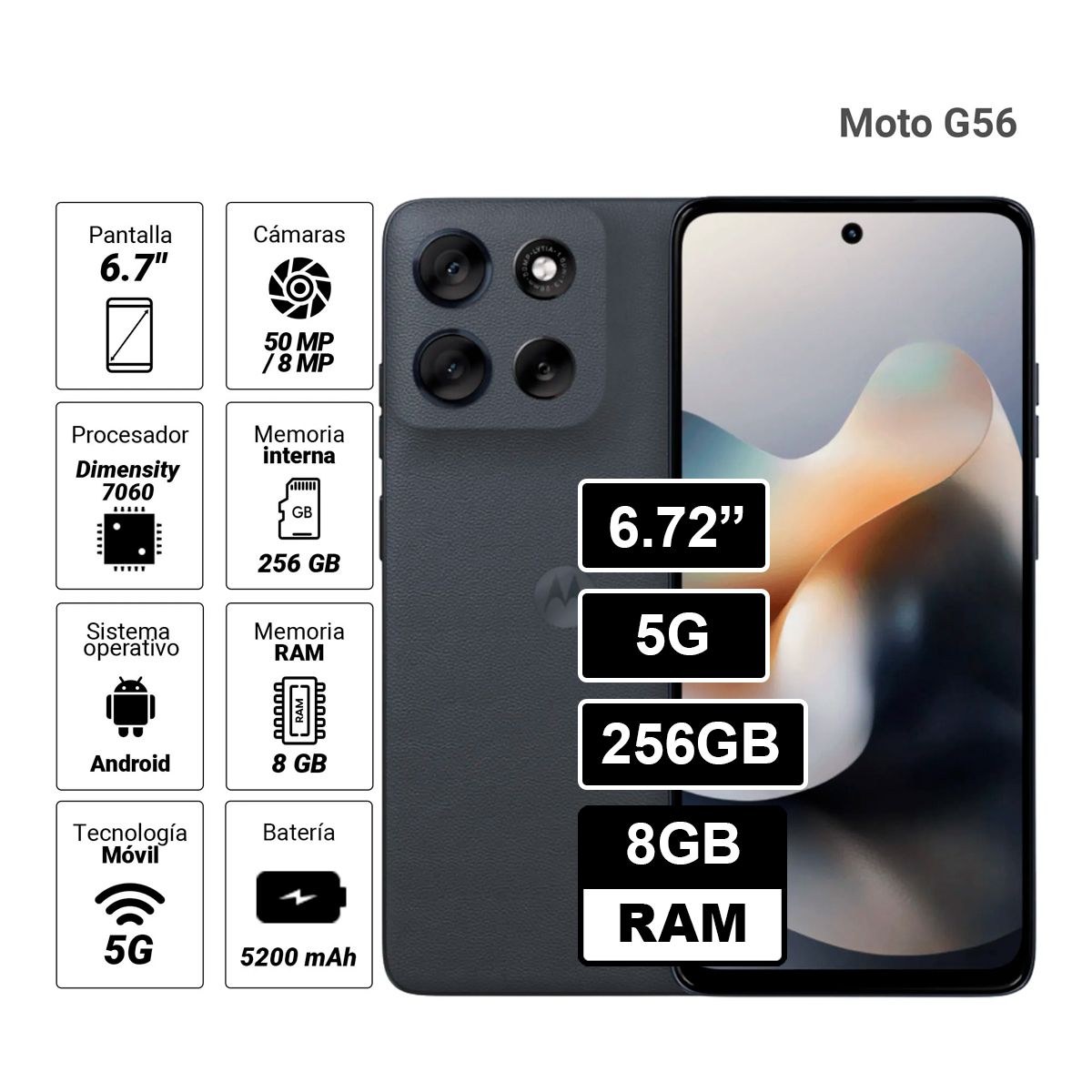 MOTOROLA - MOTO G56 5G 8GB 256GB Negro