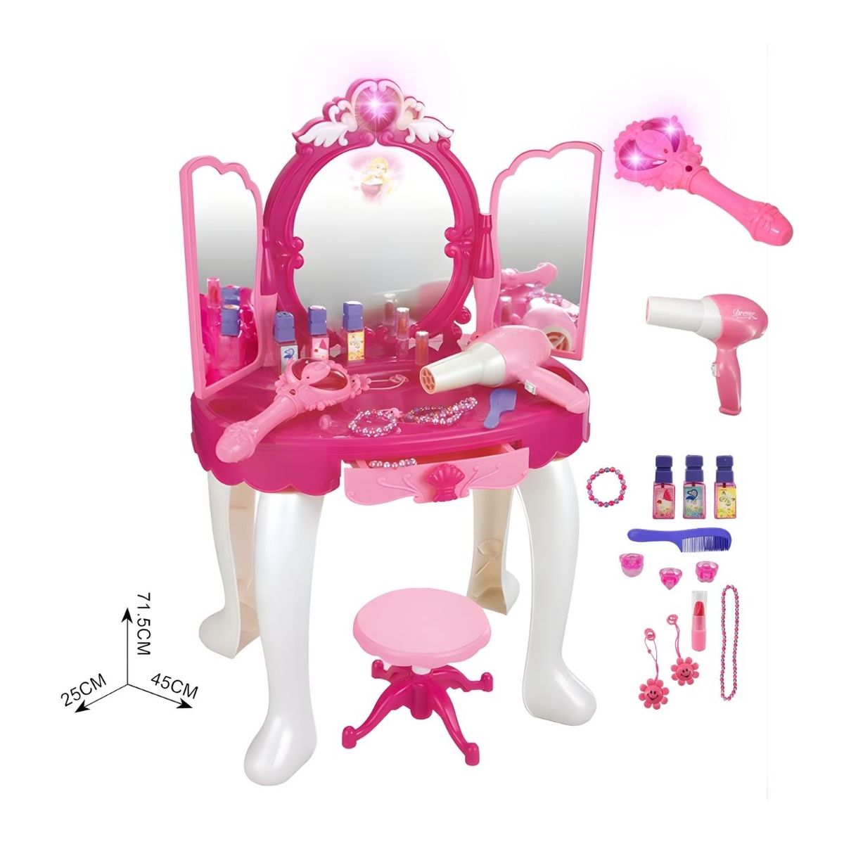 GENERICO - Tocador Infantil Interactivo Musical con Varita Espejo Mágico y Secador